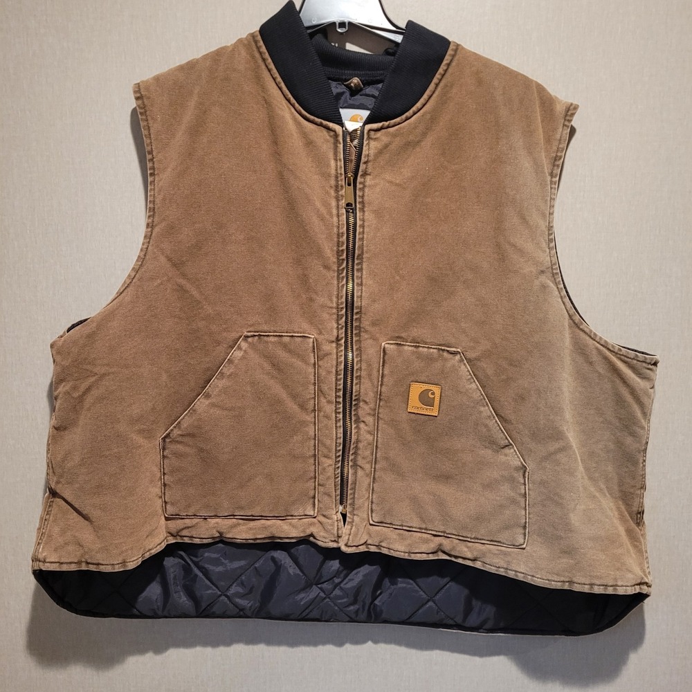 VTG Carhartt‎ V02 CHT Arctic Quilt Lined Duck Vest Brown Made USA Men's 5XL NWOT